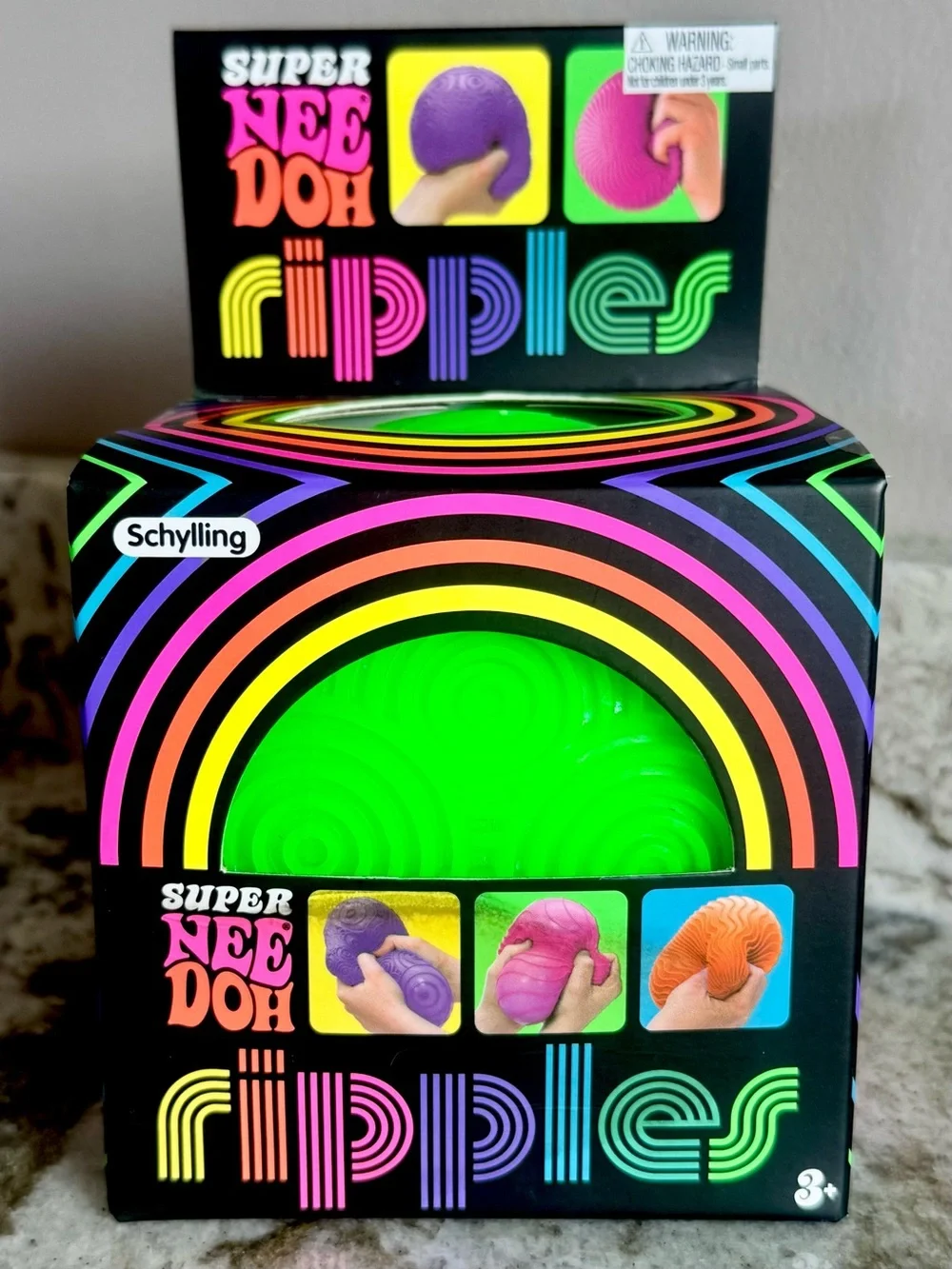 Super NeeDoh Ripples Stress Ball - Neon Green & Hot Pink